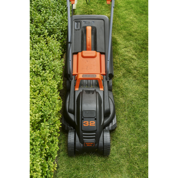 Газонокосилка электрическая несамоходная BLACK+DECKER (Блек + Декер) BEMW351, 32см, 1000 Вт, 35 л | Мототека